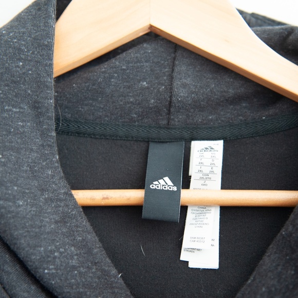 ADIDAS | BLACK HEATHERED HOODIE - Picture 3 of 5